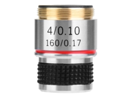 Lente Objetivo Acromática 4x Para Microscopio Biológico 160/0.17 Con Aleación De Aluminio Duradera