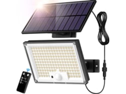 Luz Solar Exterior 172 Led, 3 Modos, Sensor Movimento, Ip65, Projetor Led Cabo 5m Jardim Garagem