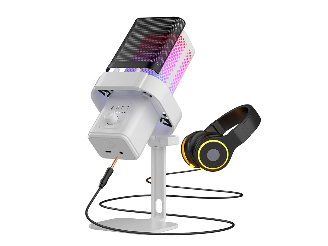 Microfone Usb Gamer Rgb Con Reducción De Ruido Para Pc Ps5 Stream Live Grabación