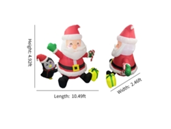 Papá Noel hinchable con pingüino y luz LED de 1,5 m para Navidad en el jardín