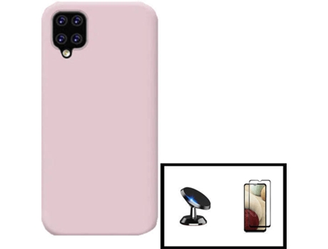 Carcasa + Protector + Soporte Samsung Galaxy A22 5G PHONECARE Silicona Liquida Rosa 7959