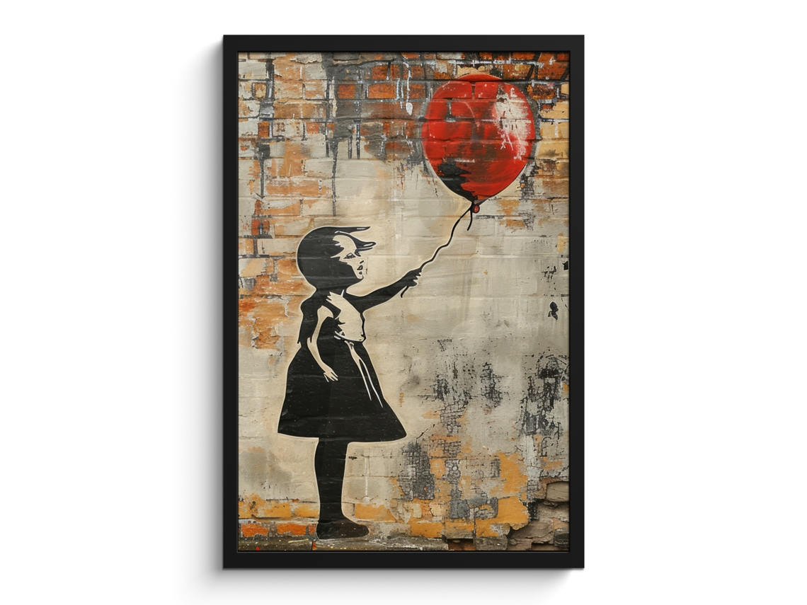 Póster Enmarcado Graffiti - Banksy - Chica - Arte Callejero 40x60 Cm