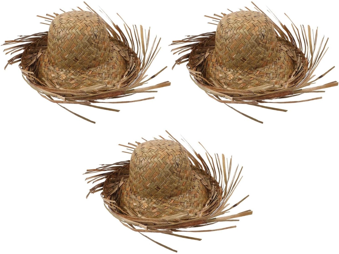 De 3 Sombreros De Paja Suave Para Mujer, Hechos A Mano Y Trenzados Al Estilo Hawaiano Para La Playa Y Festivales.