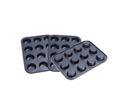 Juego De 3 Moldes Antiadherentes De Acero Al Carbono Con 12 Cavidades Para Cupcakes, Muffins Y Pasteles De Nata (negro)