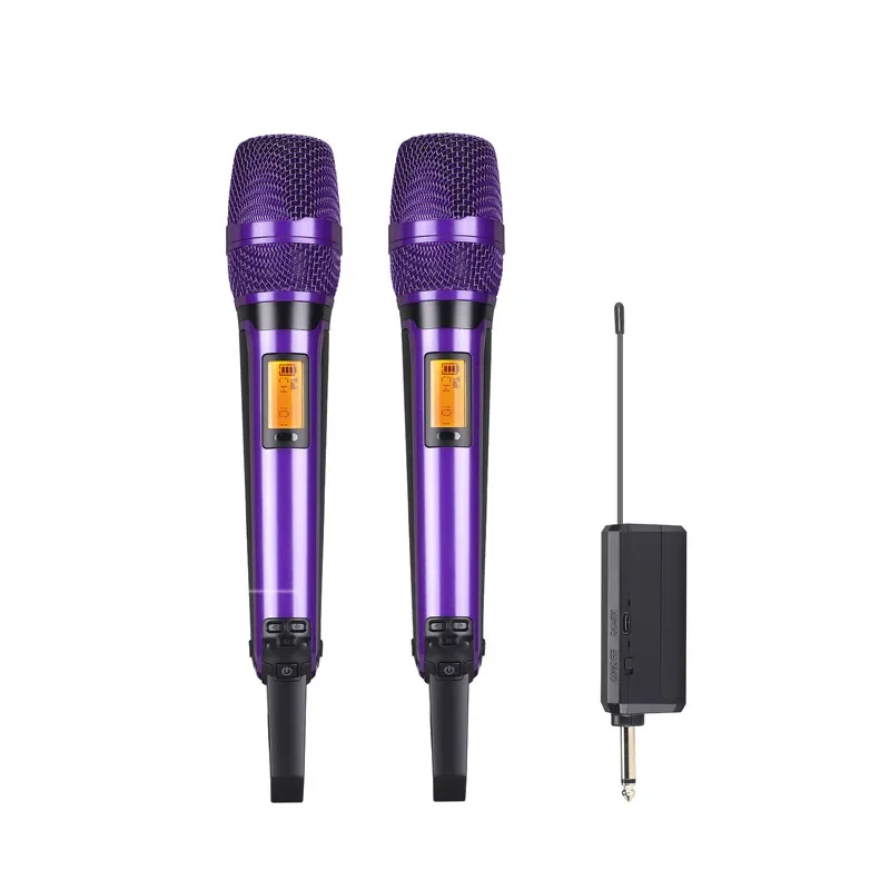 Micrófono Dinámico Inalámbrico Uhf Profesional (morado), Micrófono Metálico.