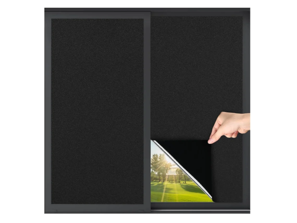 Vinilo De Blackout Total Para Cristal - Bloqueo De Luz Y Protección Solar Para Dormir - 45x200cm - Negro