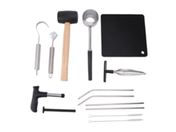 Kit De Herramientas De Acero Inoxidable Para Abrir Cocos Con Mazo De Goma Y 14 Piezas.