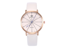 Reloj De Cuarzo De Pareja Casual Con Correa De Cuero Pu Simple Dial Redondo Blanco