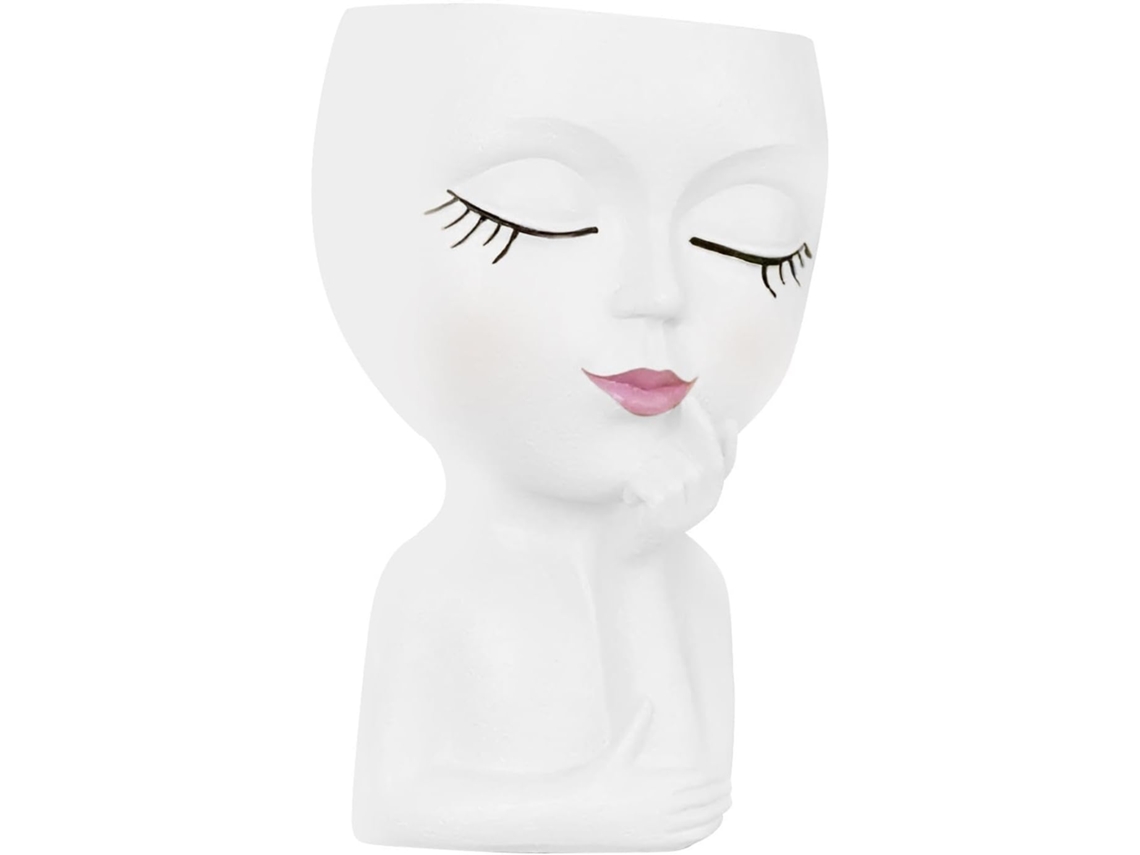 Maceta Con Forma De Rostro, Cabezal De Maceta – Control De Hidratación, 15 Cm, Escultura De Resina Pintada A Mano, 10 X