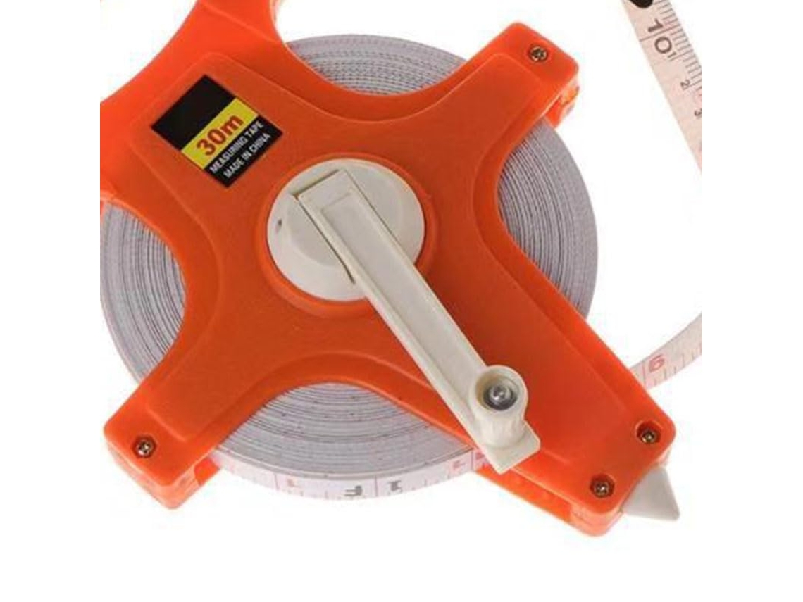 Cinta Métrica De Fibra Con Marco De Plástico Portátil Y Manivela Para Obras De Construcción.