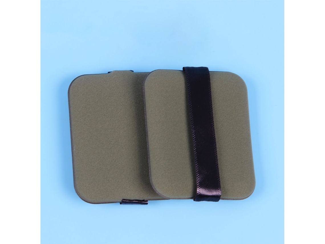 Borla De Polvos De Doble Cara Para Maquillaje - Rectangular Verde Oscuro