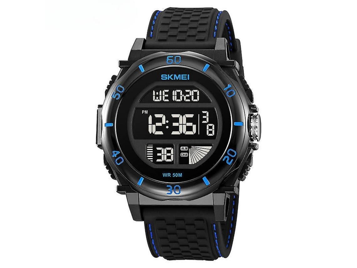 Reloj digital deportivo resistente al agua de acero inoxidable para hombre - Azul