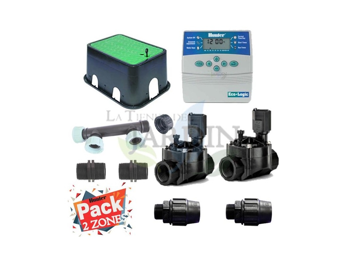 Kit Riego Automático 2 Zonas Para Riego Electrico Conjunto De Temporizador Electroválvulas Accesorios De Instalación SUINGA