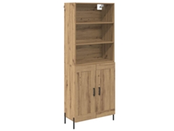 Aparador Alto | Aparador De Comedor | Armario De Cocina Roble Artesanal 69,5 X 32,5 X 180 Cm