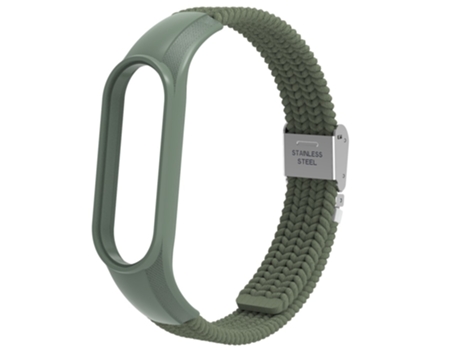 Correa de acero inoxidable trenzado con hebilla ajustable para Xiaomi Mi Band 7 - verde oscuro