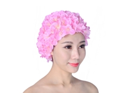 Elegante gorro de ducha con flores 3D para mujer, hecho a mano, estilo retro, para piscina y parque acuático, para cabello corto o largo.