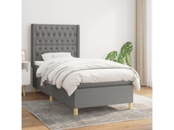 Cama Box Spring Con Colchón Tela Gris Oscuro 90x190 Cm