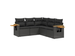 Conjunto 5 de muebles de jardín VIDAXL y cojines ratán sintético negro