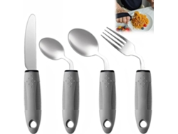 4 Cubiertos Parkinson Angulo 42 Con Peso, Para Temblores Y Artritis, Diestro Gris