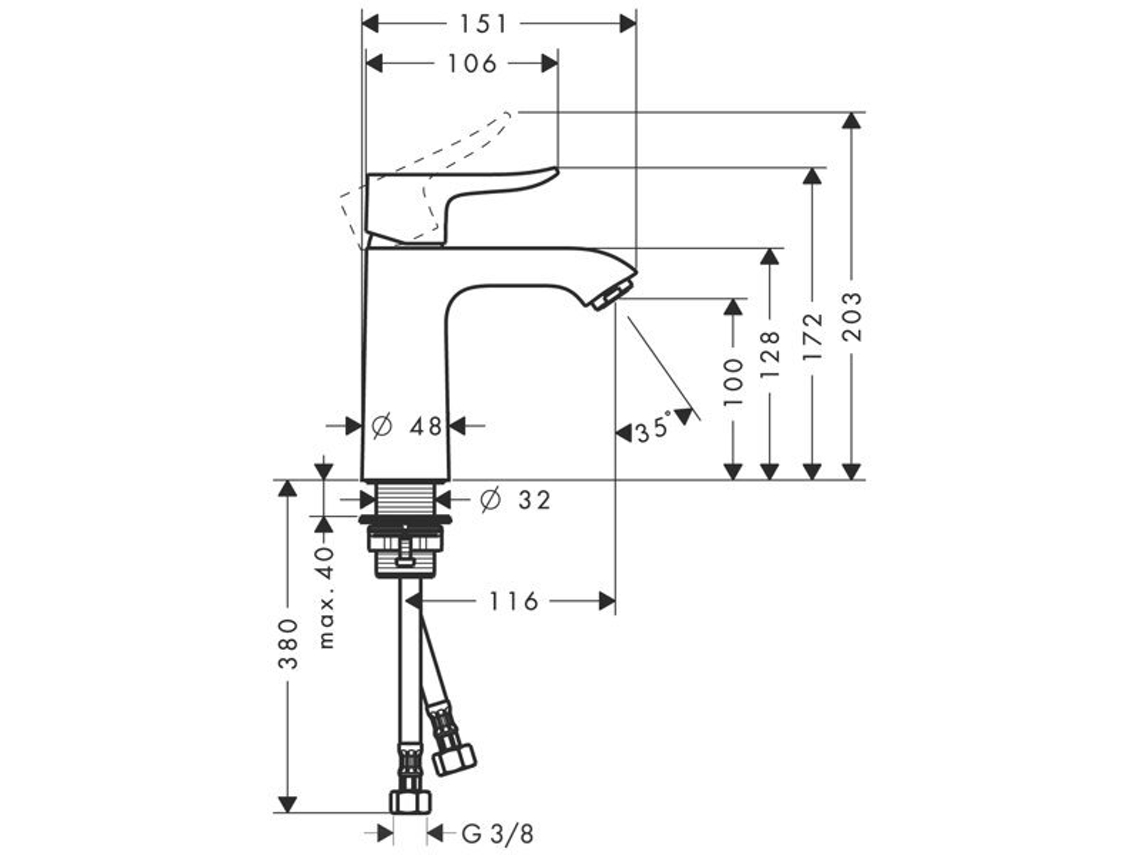 Hansgrohe Metris Mezclador Monomando De Lavabo 110 Sin Desagüe Automático