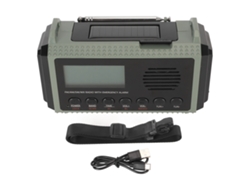 Rádio De Emergência Com Manivela E Carregamento Solar 10000mah Fm Am Sw Wx Lcd Portátil