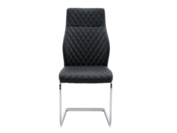 Silla Comedor 2 Unidades - Respaldo Alto, Asiento Cómodo, Estructura Metálica Plateada - Negro+plata
