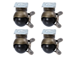 4 Ruedas Giratorias De Acero De 3,8 Cm Con Freno Para Muebles.