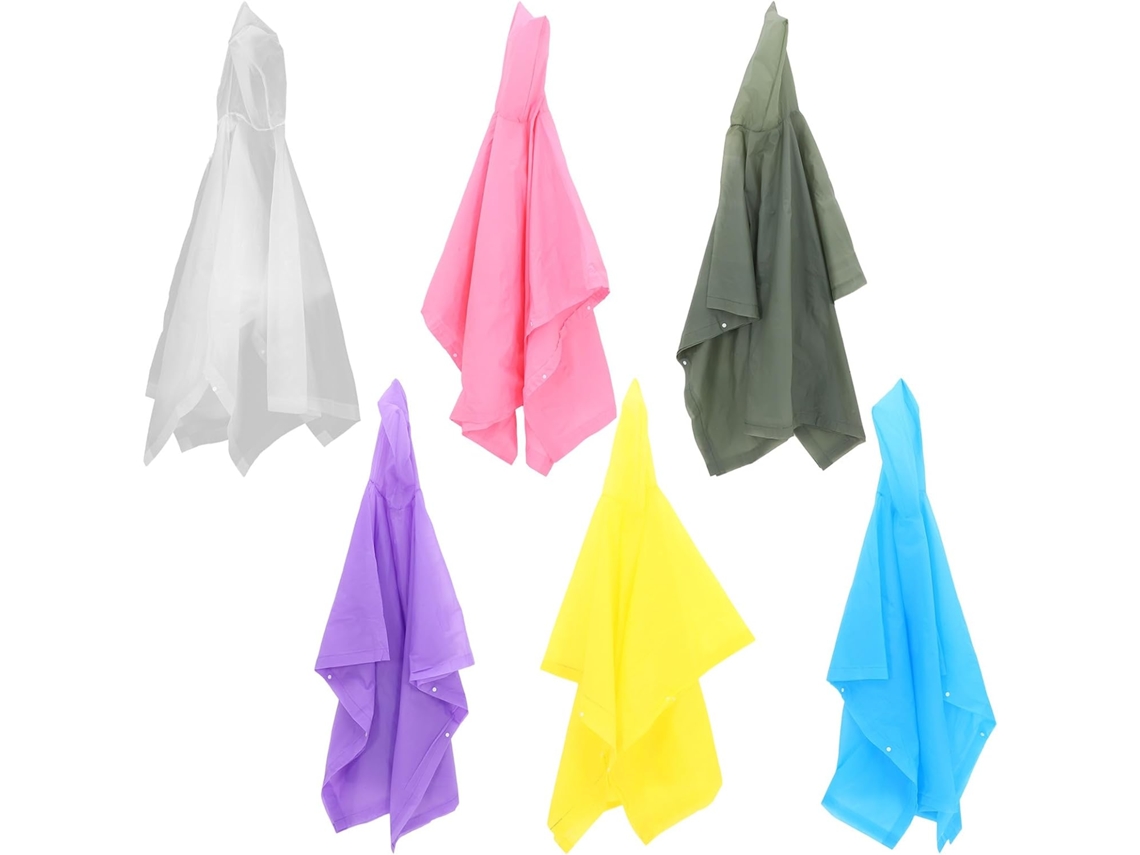Conjunto De Poncho Impermeable Con Capucha De 6 Piezas: Abrigo Impermeable Para Hombre Y Mujer, Chaqueta Tipo Capa Reutilizable.