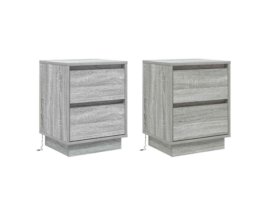 Maison Exclusive - Armario De Noche Con Cajón 2 Pcs Gris 39 X 34,5 X 50 Cm