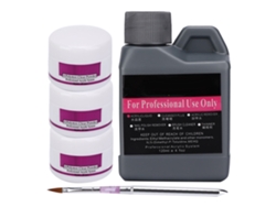 Kit de manicura con polvo de polímero, líquido acrílico, pincel y purpurina para uñas.
