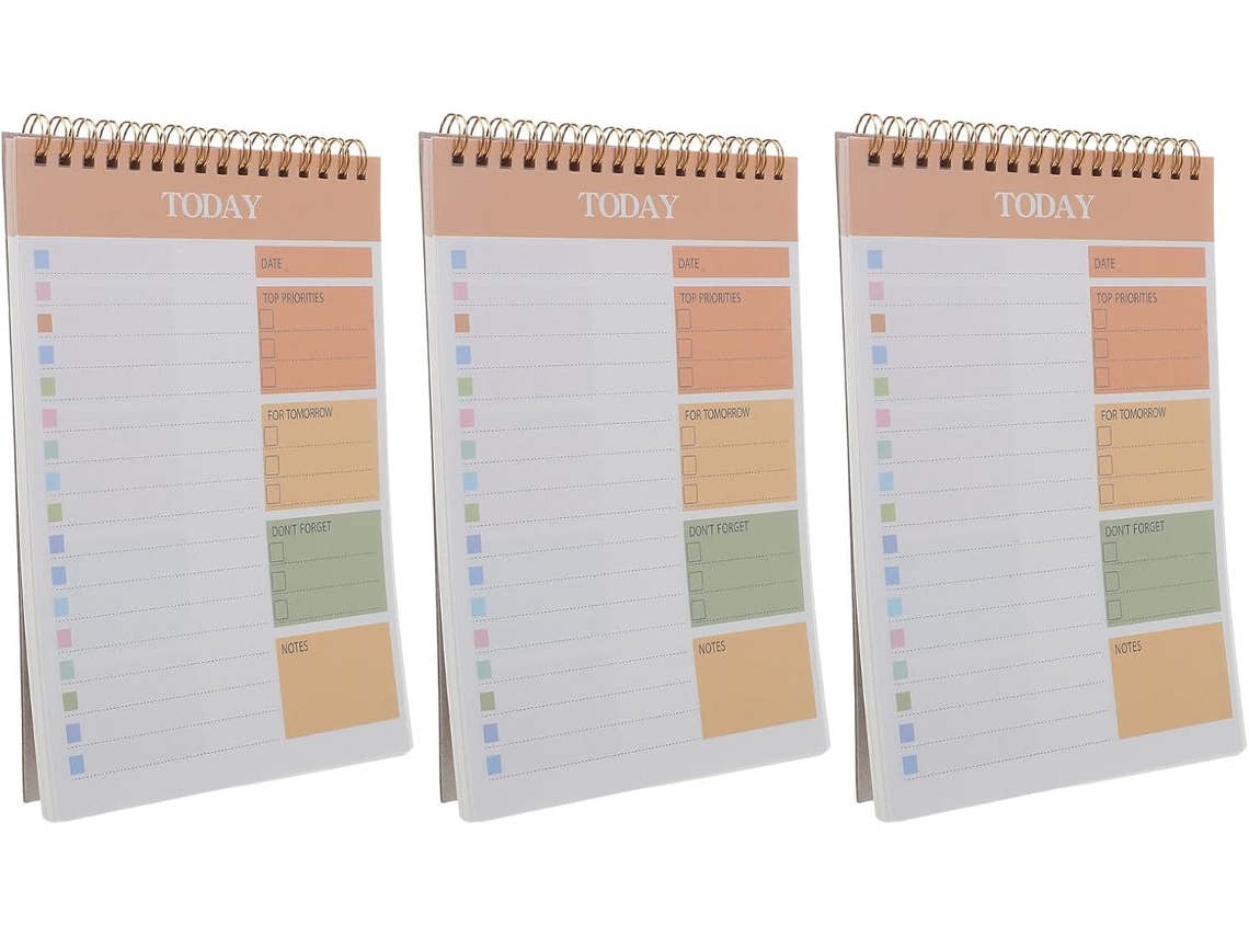 Bloc De Notas Planificador Diario Con Espiral, 3 Copias, Tamaño A5, Color Naranja.