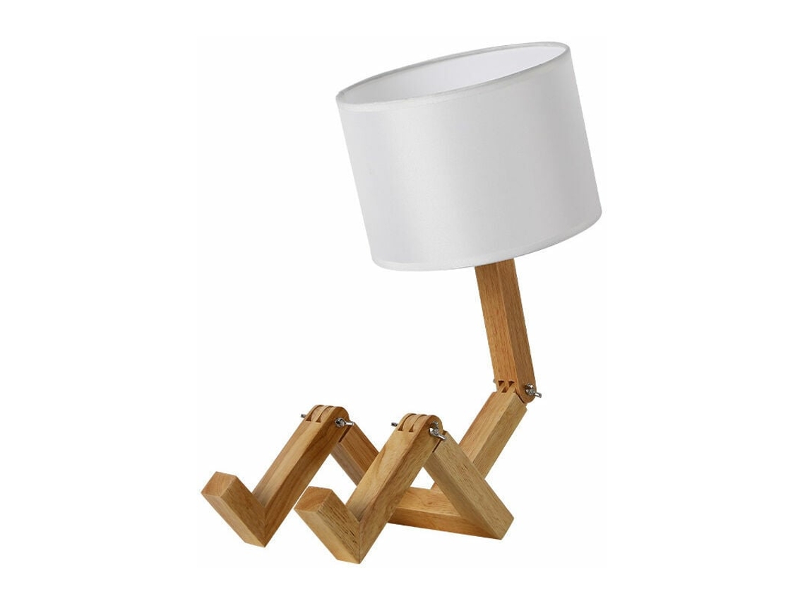 Lámpara de mesa robot de madera maciza (sin bombilla)