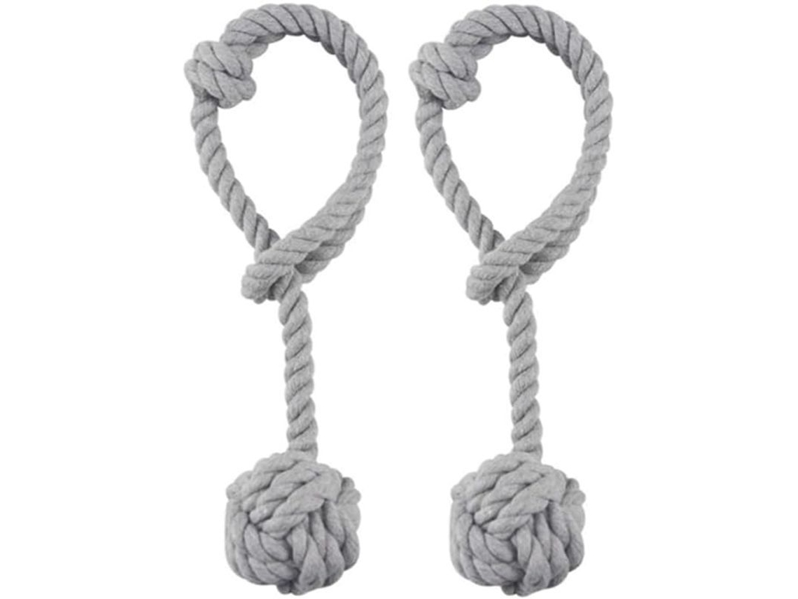 Rebe-ataduras De Cortinas De Tejer A Mano Con Hilo Gris Para Decoración Hogar (2 Piezas)