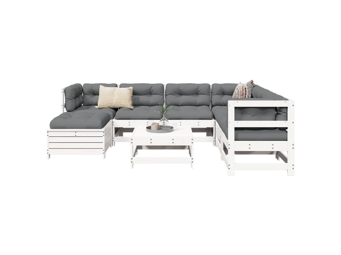 Pcs Conjunto Sofás De Jardim Pinho Maciço Branco Dkd Home Decor