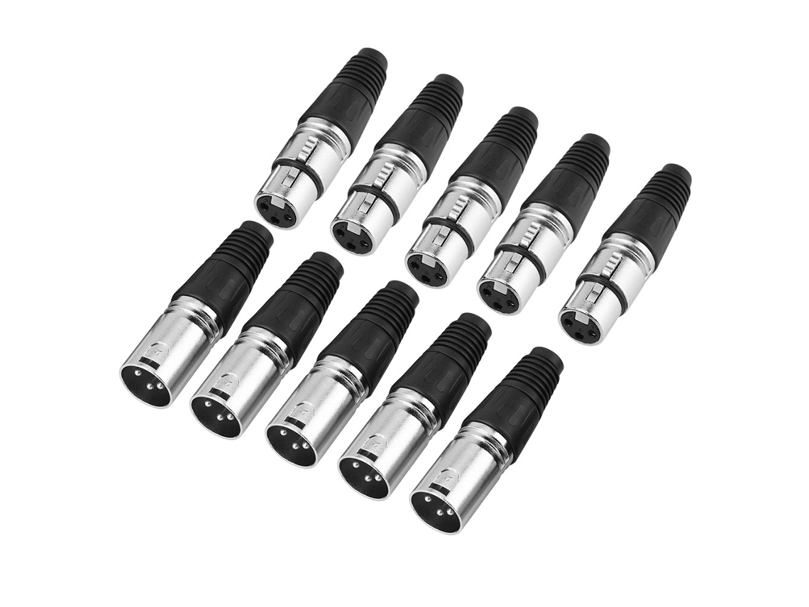 5 Pares De Conectores Xlr De 3 Pines, Macho Y Hembra, Adaptadores Para Cables De Micrófono