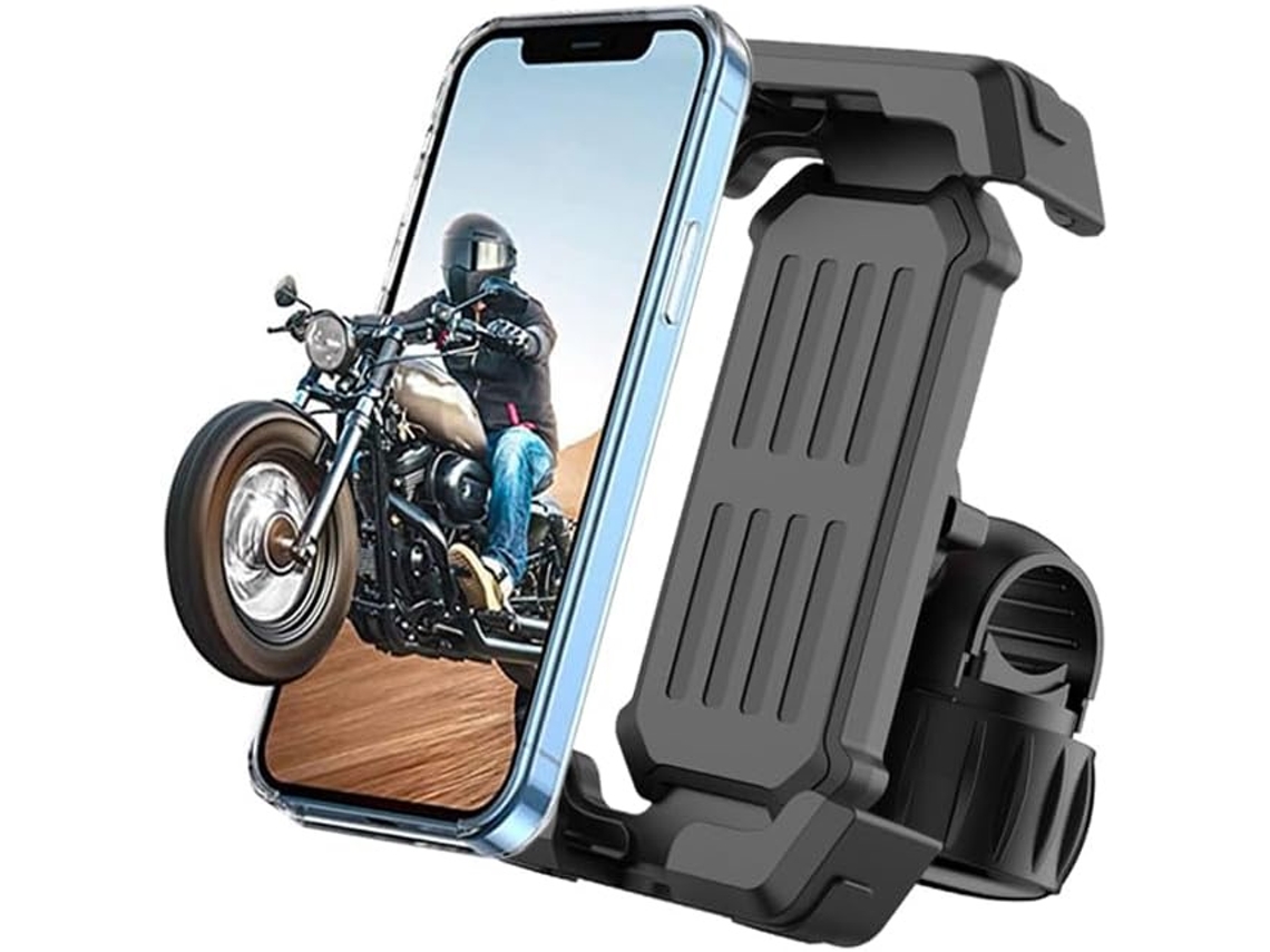 Soporte para teléfono para bicicleta con manejo con una sola mano, rotación de 360° y sistema de liberación rápida para motocicletas y scooters (negro)