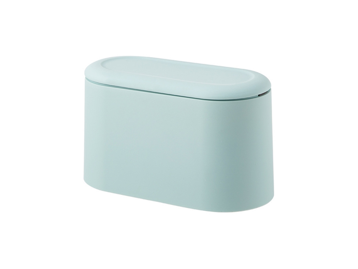Papelera Baok-mini con tapa, papelera pequeña plegable de sobremesa, papelera pequeña de sobremesa para baño, oficina, cocina, escritorio, azul