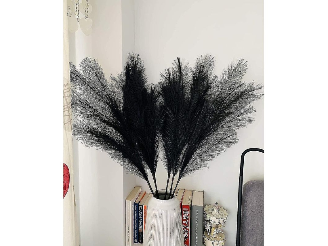 Hierba Artificial De Pampas Beige Grande 100cm, Plumosa Extra, Ramo De Flores Artificiales Para Decoración Negro