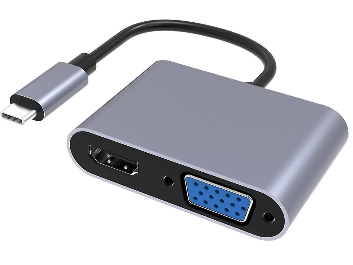 Adaptador USB C tipo C a Vga 1080P HDMI 4K Convertidor de aluminio compatible con Macbook Pro Macbook Samsung Galaxy S8 S9 Plus Dell Xps DIGITALLAB