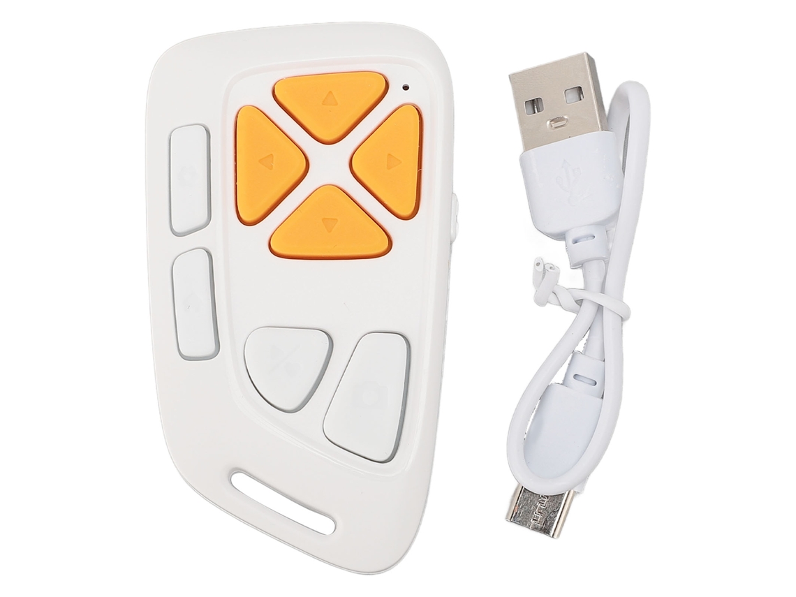 Mando A Distancia Bluetooth Para Teléfonos Móviles Con Disparador De Cámara, Botón Para Pasar Páginas Y Botón De Silencio - Blanco