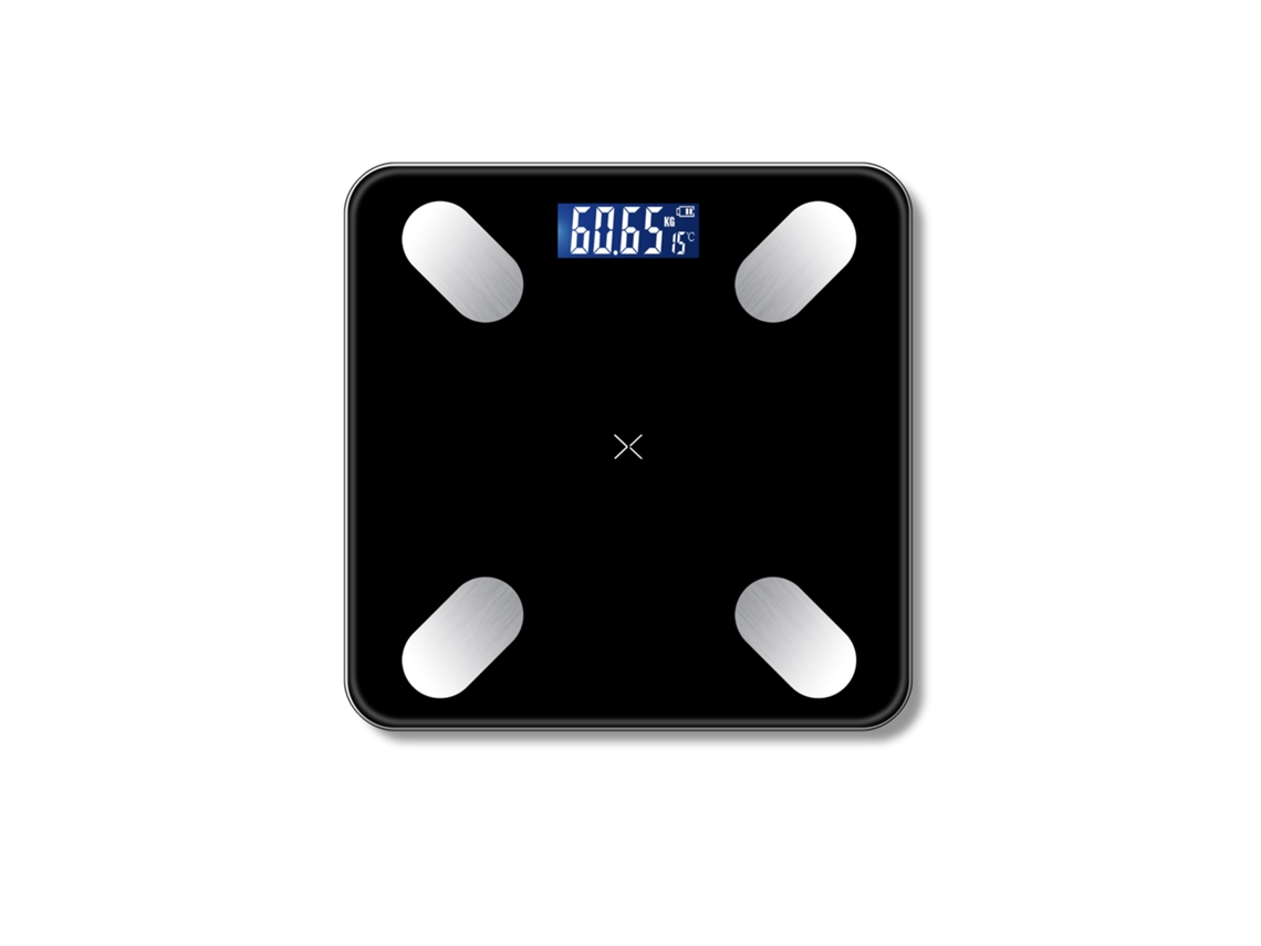 Báscula de baño digital Yuysan con conexión a app móvil, recargable, modelo 26l01 C, color negro