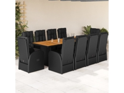Juego de comedor de jardín de 11 piezas con cojines de mimbre negros de DKD Home Decor