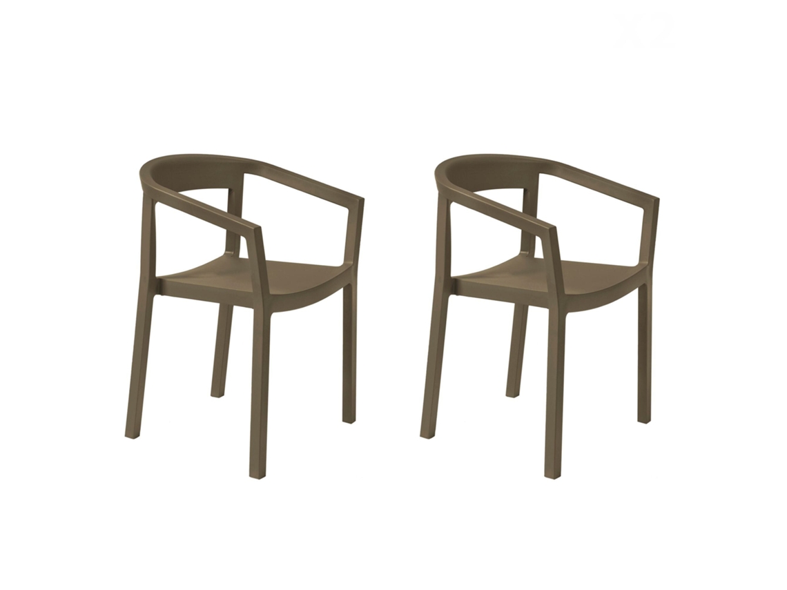 RESOL PEACH Set 2 Silla Con Brazos Interior Exterior Chocolate