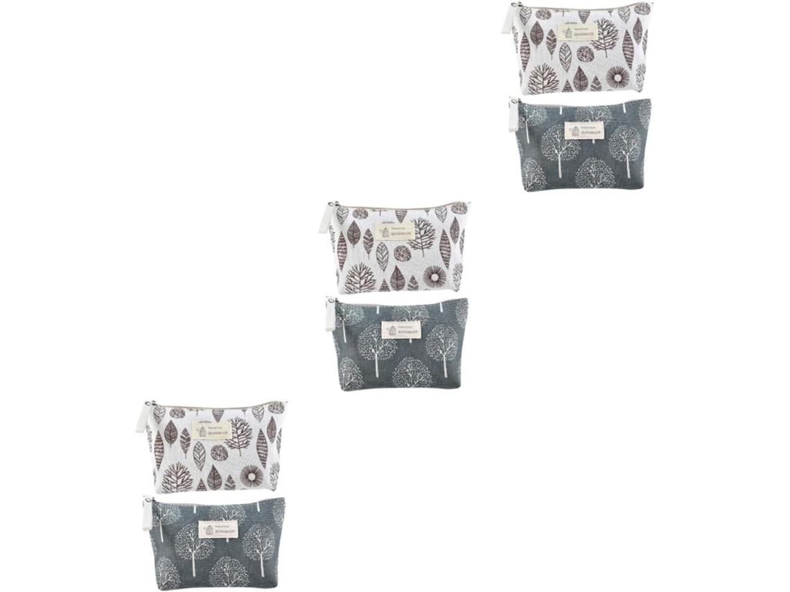 Neceser De Lona Estampada De 6 Piezas, Almacenamiento Multifuncional Para Maquillaje Y
