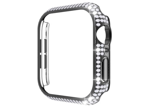 Caja de reloj con pieza de diamante hueco para Apple Watch Series 6 y SE y 5 y 4 de 44 mm (negro)