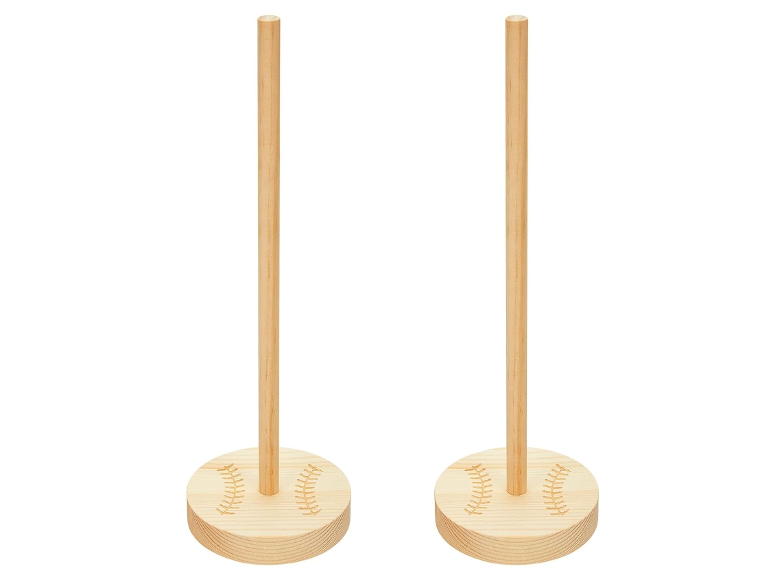 JILLIOPER Porta Anillos de Madera para Baseball, 2 Piezas, Soporte para Anillo de Softbol de 10 Pulgadas, Estante de Almacenamiento para Anillos, Regalo de Navi