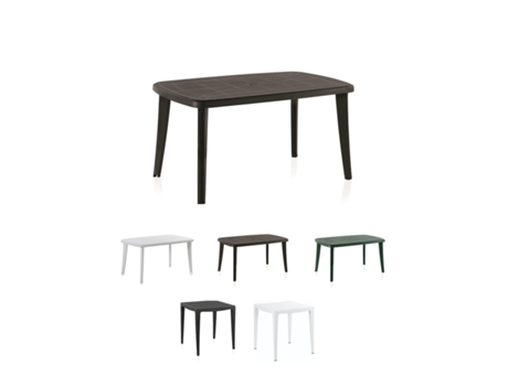 Mesa para Interior e Exterior - Mesa de Plástico para Jardín Com Protección UV Marrón 140x80x73 cm