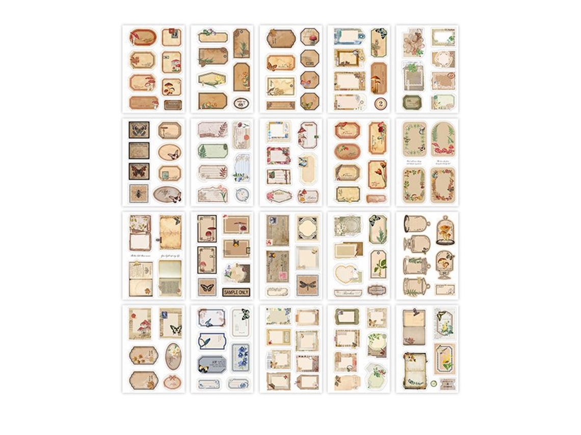 20 Hojas De Pegatinas Vintage Para Scrapbooking Con Diseños Llamativos Para Álbumes Y Diarios.