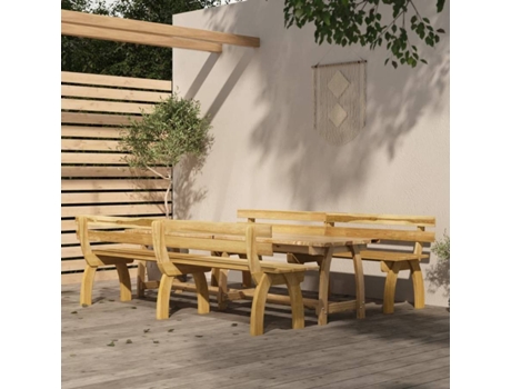 Conjunto 3 Conjunto de comedor de jardín VIDAXL Marrón Madera