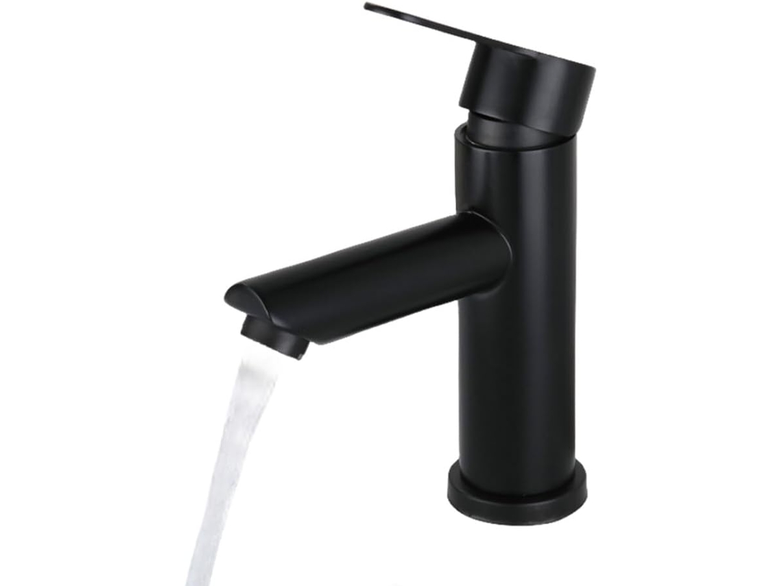 Grifo Monomando De Lavabo De Baño De Un Solo Orificio En Color Negro Mate.